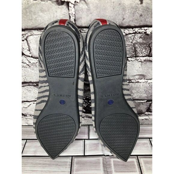 Rothy’s The Point Retired Grey Zebra Fabric Stripe Flats Women Sz 9.5M US/41EU - Picture 15 of 16